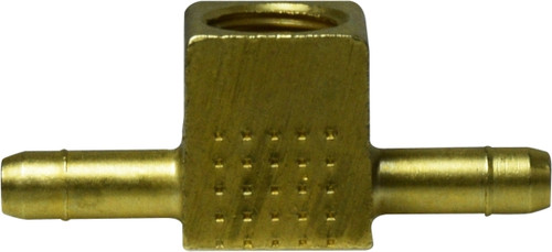 Midland Metal 21207 Branch Tee, 1/4 in Barbed x 1/4 in Barbed x 1/8 in FPT, Brass