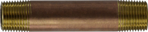 Midland Metal 40043 Seamless Pipe Nipple, 3/8 in MPT x 3/8 in MPT, 2-1/2 in, Brass