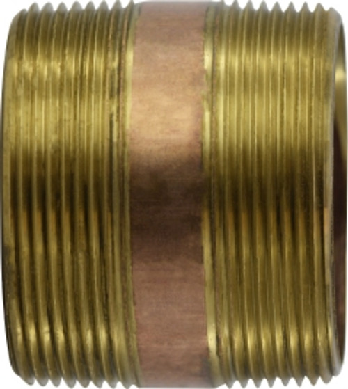 Midland Metal 40200 Seamless Nipple, 3 in MPT x 3 in MPT, 2-5/8 in, Brass