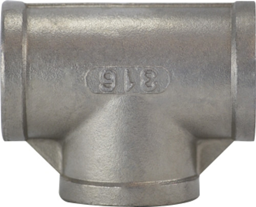 Midland Metal 62255 Pipe Tee, 1 in FPT x 1 in FPT x 1 in FPT, Stainless Steel, 150 lb