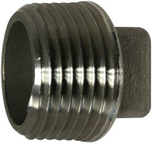 Midland Metal 62670 Cored Square Head Plug, 1/8 in MPT, Stainless Steel, 150 lb