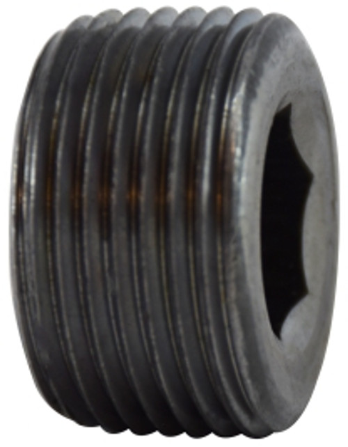 Midland Metal 67768 Hex Socket Countersunk Plug, 1-1/2 in MNPT, Steel, Black, 150 lb