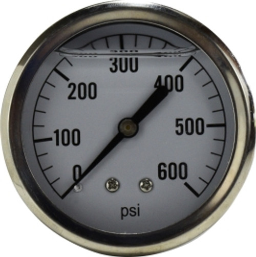 Midland Metal 80209 Pneumatic Pressure Gauge, 2-1/2 in Dial, 0 to 600 psi Measuring Range, +/-1.5 % Accuracy