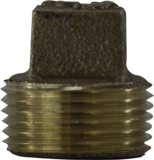 Midland Metal 44681LF Solid Square Head Plug, 4 in MPT, Bronze
