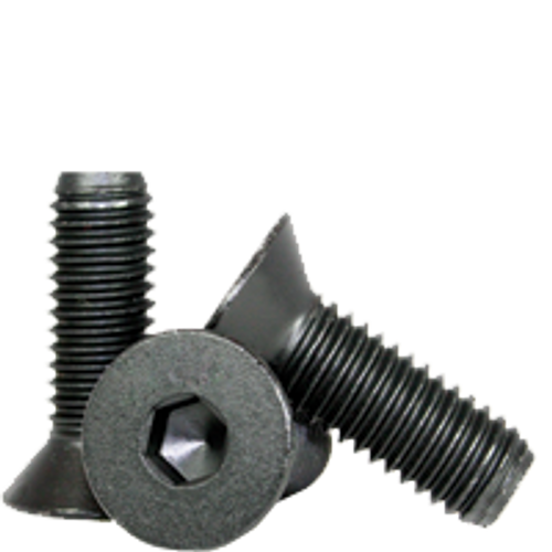 #1-64 x 1" Flat Head Socket Cap Screws, Thermal Black Oxide, Coarse, Partially Threaded, Alloy Steel, Qty 100