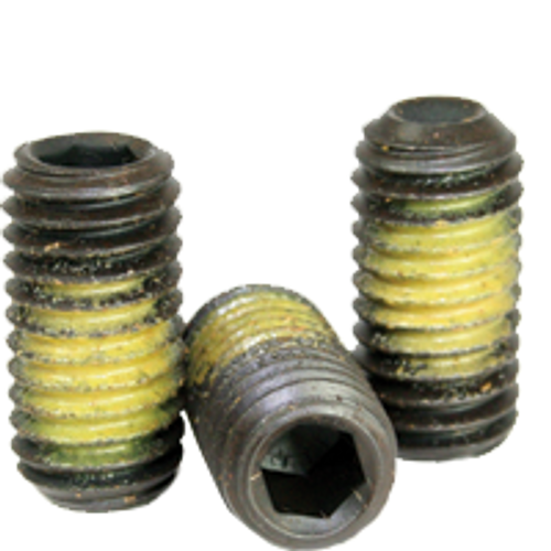 3/4"-10 x 1 3/4" Cup Point Socket Set Screws, Thermal Black Oxide, Coarse, Alloy Steel, Nylon-Patch, Qty 25