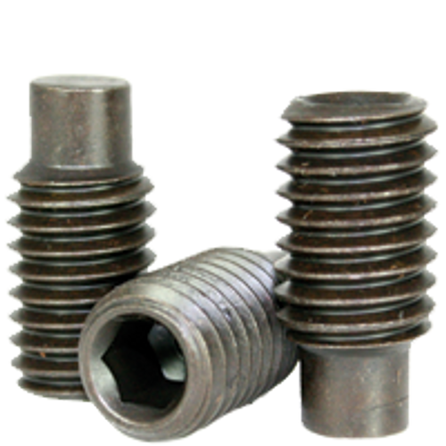 #10-32 x 1" Socket Set Screws, Full Dog Point, Thermal Black Oxide, Fine, Alloy Steel, Qty 100