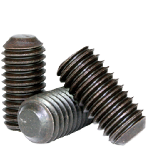 3/8"-16 x 1 1/4" Socket Set Screws, Non-Standard, Flat Head Point, Thermal Black Oxide, Coarse, Alloy Steel, Qty 100