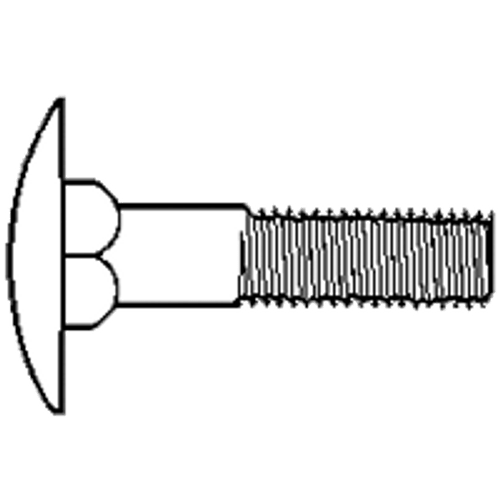3/8"-16 x 1" Step Bolts, Zinc Cr+3, Grade A, Fully Threaded, A307, Qty 50