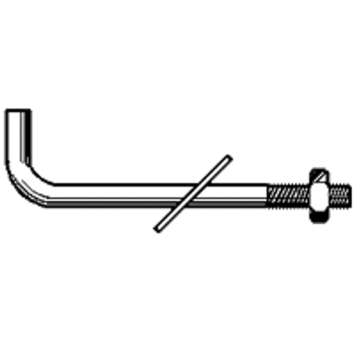 1/2" x 6" x 1 1/4" x 1 3/4" L-Shaped Anchor Bolt w/ Nut & Washer, Plain, Qty 25 1/2" x 6" x 1 1/4" x 1 3/4" L-Shaped Anchor Bolt w/ Nut & Washer, Plain, Qty 25