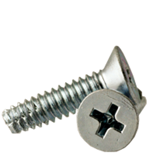 #6-32 x 1/2" Phillips Pan Head Thread Cutting Screws, Type F, Zinc Cr+3, Fully Threaded, Qty 100