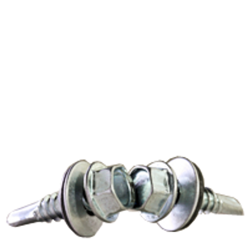 1/4"-14 x 1 1/2" Self Drilling Screws w/ Bonded Washer, HWH Unslotted, Zinc Cr+3, Qty 100