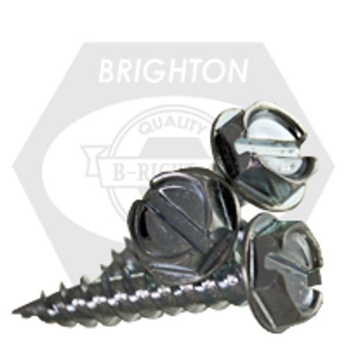 #10-12 x 1/2" Twinfast Self-Piercing Screws, Slotted Indent Hex Washer Head, Zinc Cr+3, Fully Threaded, Qty 100