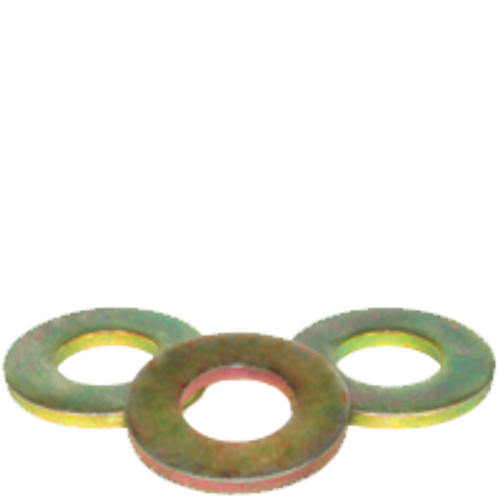 5/16" SAE Flat Washers, Zinc-Yellow, Medium Carbon, Thru-Hardened (USA) Qty 100