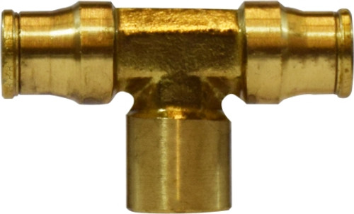 Midland Metal 20130 Branch Tee, 1/4 in Push-In x 1/4 in Push-In x 1/8 in FIP, Brass