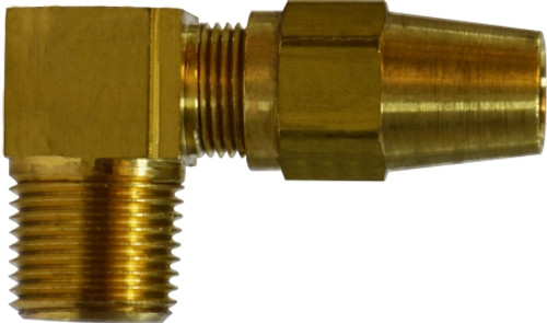 Midland Metal 38242 90 deg Elbow, 1/2 in Tube OD x 1/4 in Male NPTF, Brass