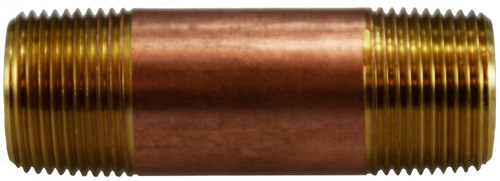 Midland Metal 40258 Pipe Nipple, 3/4 in MPT x 3/4 in MPT, 12 ft, Brass