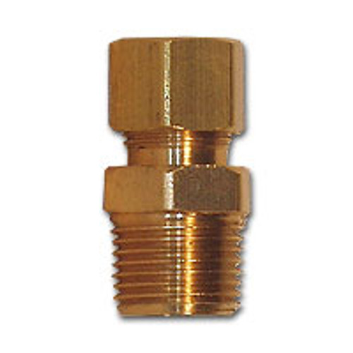 Midland Metal 68-64 MAF/USA COMP Male Adapter, MAF/USA COMPRESSION, 3/8 Od x 1/4 Mpt Adapter, MAF/USA Brass Fittings