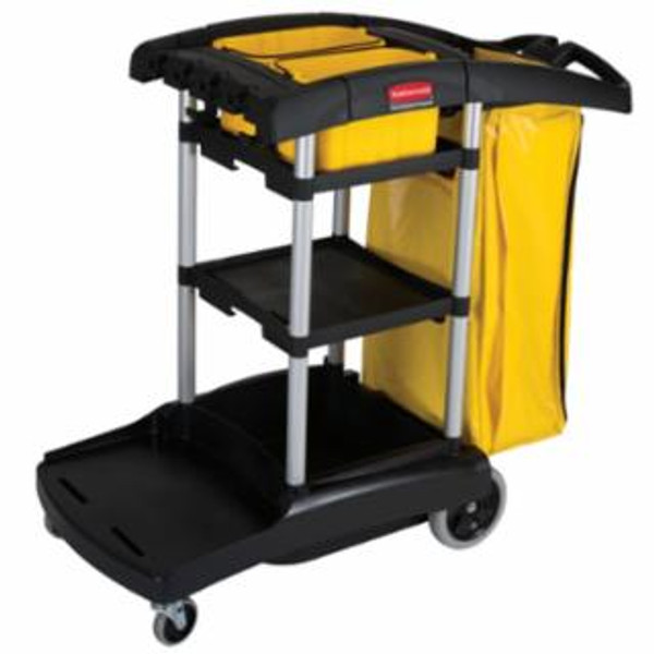 RUBBERMAID COMMERCIAL BLACK HIGH SECURITY JANITOR CART FG9T7200BLA