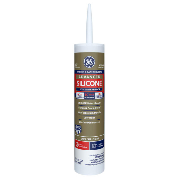 GE Silicone Rubber Sealant w/BioSeal,10.1oz GE 5040 12G