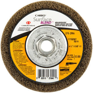 CARBORUNDUM SURFACE FINISH WHEELS -DEP CTR 4-1/2X5/8-11 MED