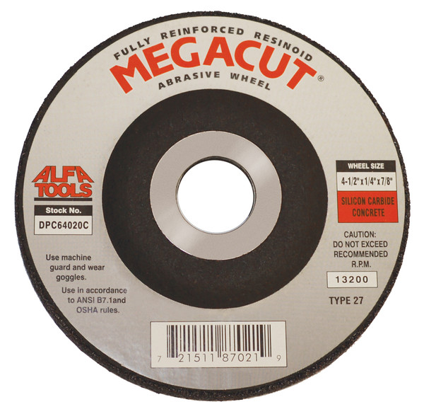 Alfa Tools DPC65017Z 4-1/2X1/4 x 5/8-11 T27 Zirc Type 27 Depressed Center Wheel