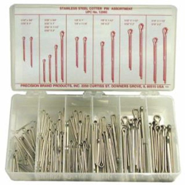 PRECISION BRAND STAINLESS STEEL COTTER PIN ASSORTMENT 124 PIECES