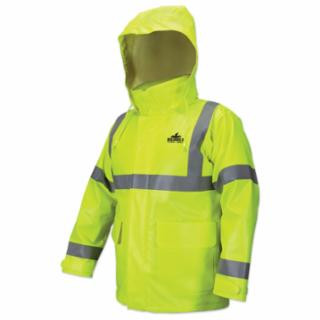 MCR SAFETY PVC/NOMEX FR JACKET CL-3CAPE VENT BACK FL-LIME