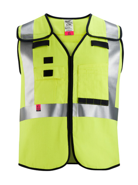 Milwaukee 48-73-5312  AR/FR Cat. 1 Class 2 Breakaway High Visibility Yellow Safety Vest - (ANSI/CSA)