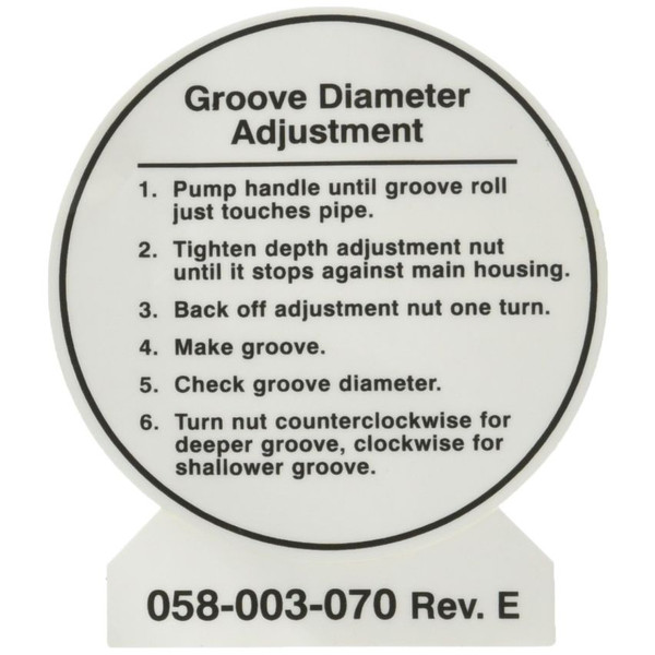 RIDGID LBL- DEPTH ADJUSTMENT