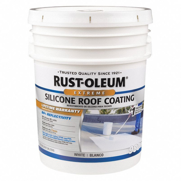 RUST-OLEUM ROOFING 980 SILICONE ROOF COATING  WHITE  4.75 GAL