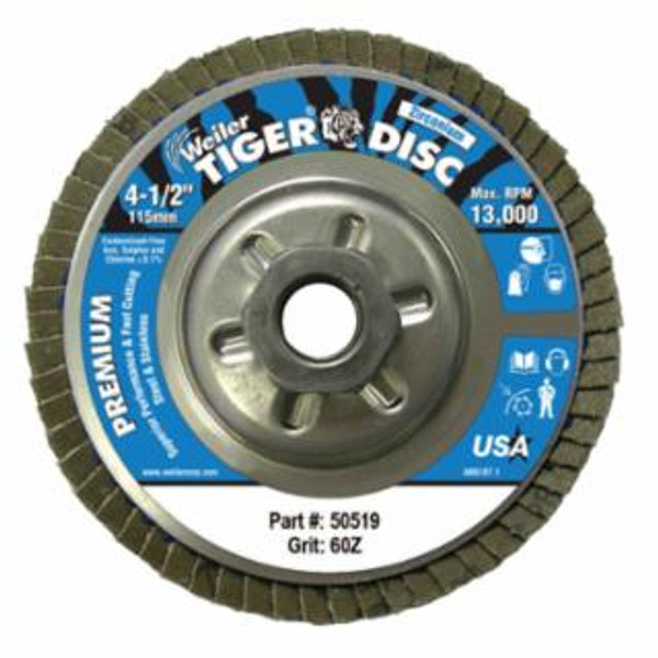 WEILER 4-1/2" ABRASIVE FLAP DISC-ANGLED- ALUMINUM BA