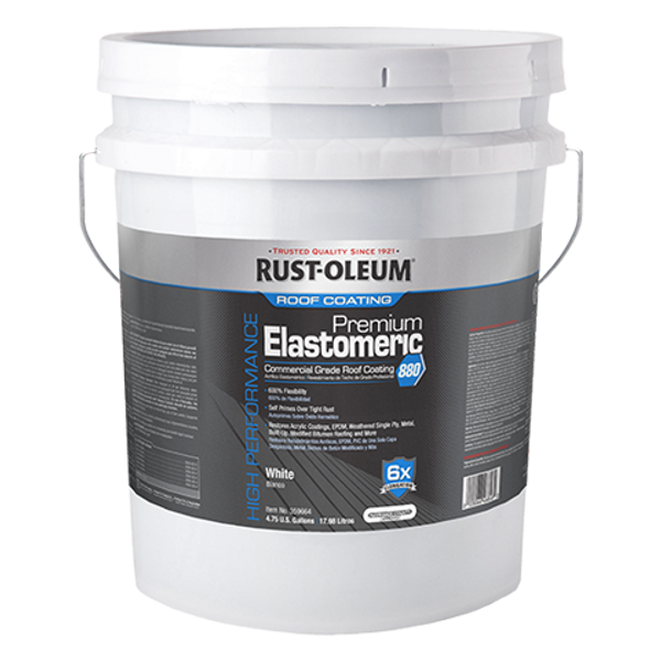 RUST-OLEUM ROOFING 880 ELASTOMERIC ROOF COATING  WHITE  4.75 GAL