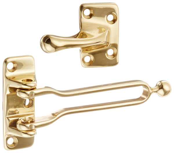 ROCKWOOD Chain Door Guard,Swinging Bar, Brass 604.3
