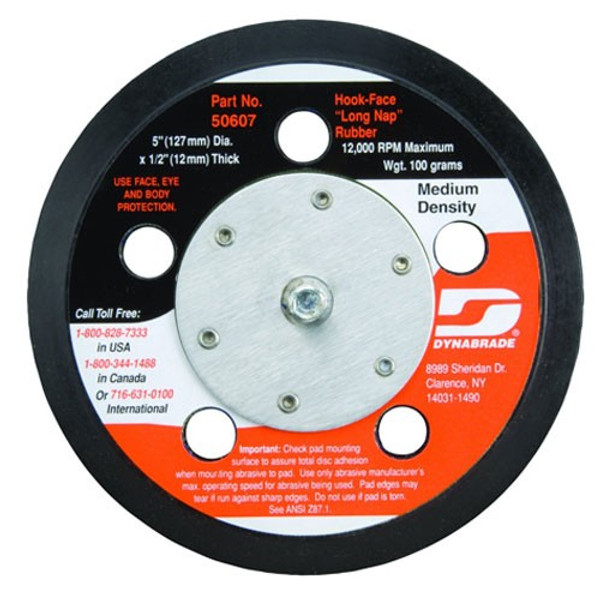 DYNABRADE DISC PAD 5" VAC HOOK-FACE MED RUBBER