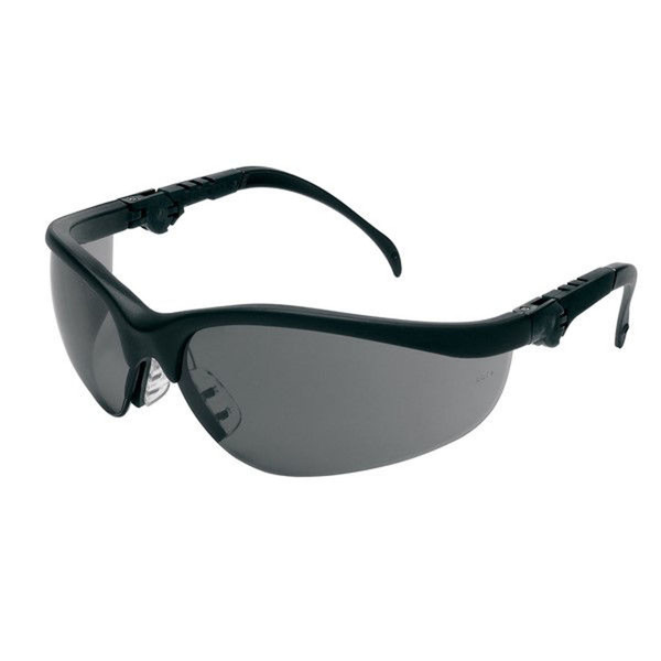 MCR SAFETY BLACK FRAME  RATCHET TEMPLE GRAY LENS