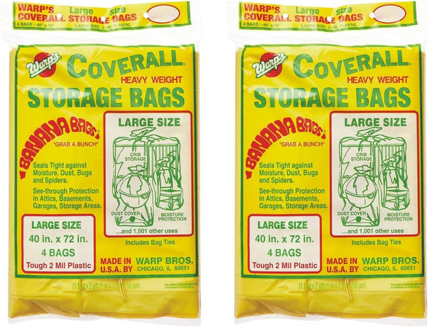 WARP BROTHERS (4/PKG) LARGE 40" X 72"2-MIL WARP COVERALL BAG