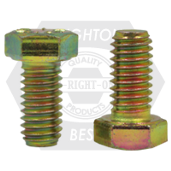 3/8"-16 x 2 3/8" Hex Cap Screws, Grade 8, Coarse, Zinc-Yellow Cr+6 Bake (China), Partially Threaded, Qty 425