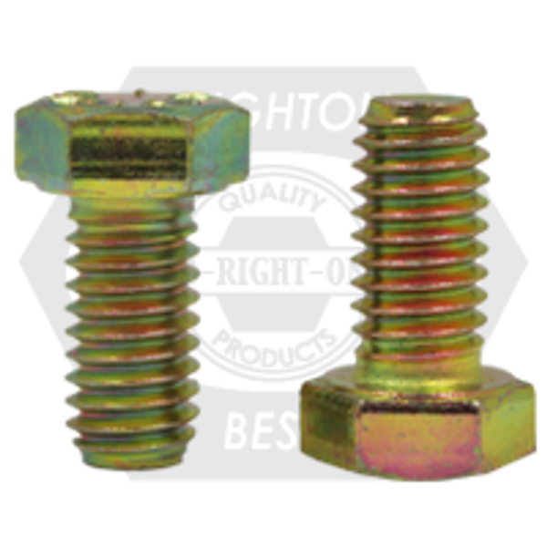 7/8"-14 x 1 3/4" Hex Cap Screws, Grade 8, Fine, Zinc-Yellow Cr+6 Bake (China), Fully Threaded, Qty 80