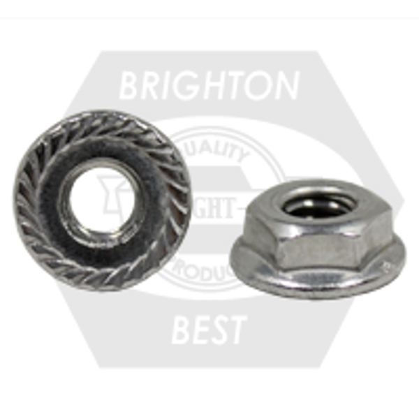 #8-32 Hex Flange Nuts Serrated 18-8 Stainless Steel, Qty 100