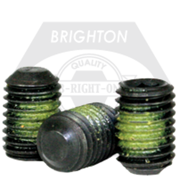 #10-24 x 5/8" Socket Set Screws Flat Point, Coarse, Nylon-Patch Black Oxide, Qty 100