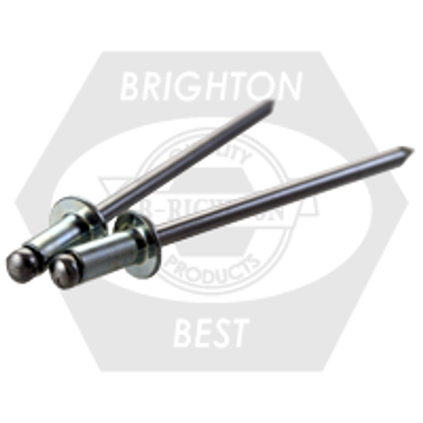 Sbs 4-4 1/8 (.188-.250) x 0.375,Zinc Cr+3 Steel / Steel Zinc Cr+3 Dome Head Blind Rivet, Qty 500