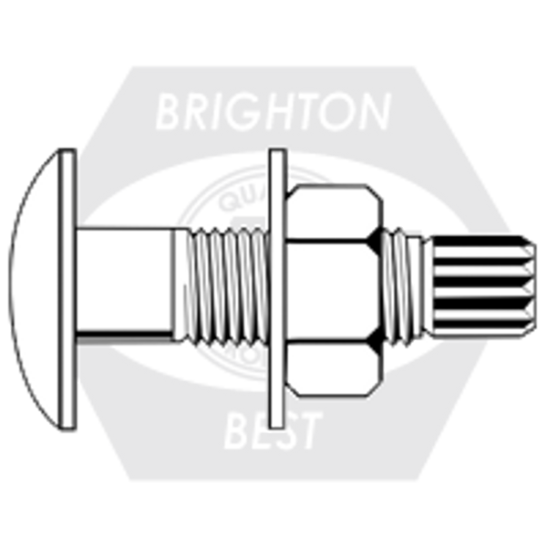 7/8"-9 x 4 3/4" A325 Tc Bolt Assembly W/A563 Hvy Hx Nut & Rd F436 Washer, Plain Finish, Made in USA, Qty 120