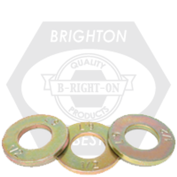 1/4" L-9 SAE Tension Flatwasher 1/4", Alloy, Zinc-Yellow Cr+3 (U.S.A.), Qty 100