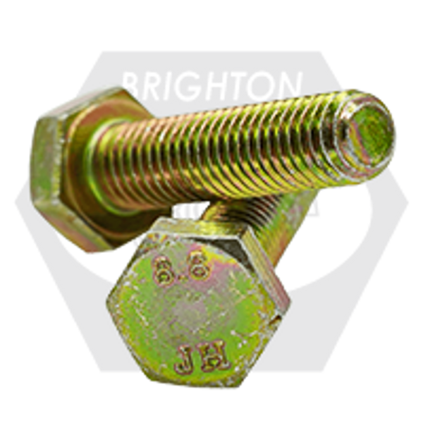M10-1.50 x 35 mm, Partially Threaded, DIN 931, Coarse, Hex Cap Screw 8.8, Coarse, Zinc Yellow Cr+6, DIN 931, Qty 600