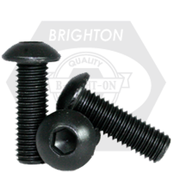 M8-1.25 x 85 mm Button Socket Cap Screw, Coarse, 12.9 ISO 7380 Thermal Black Oxide, Fully Threaded, Qty 100