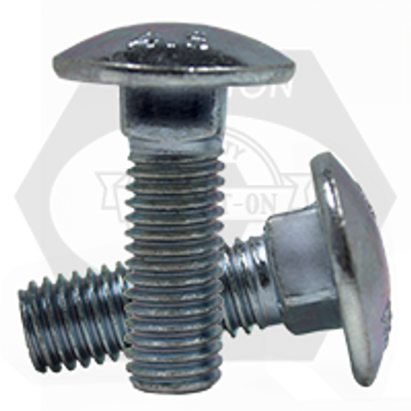 M6-1.00 x 60 mm, DIN 603, Coarse, Metric Carriage Bolts 4.6, DIN 603, Coarse, Zinc Cr+3, Fully Threaded, Qty 500