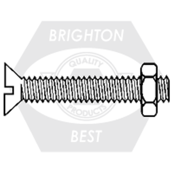 5/32"-32 x 1/2" Flat Head Slot Stove Bolt With M/S Nut, Zinc Cr+3, Qty 100