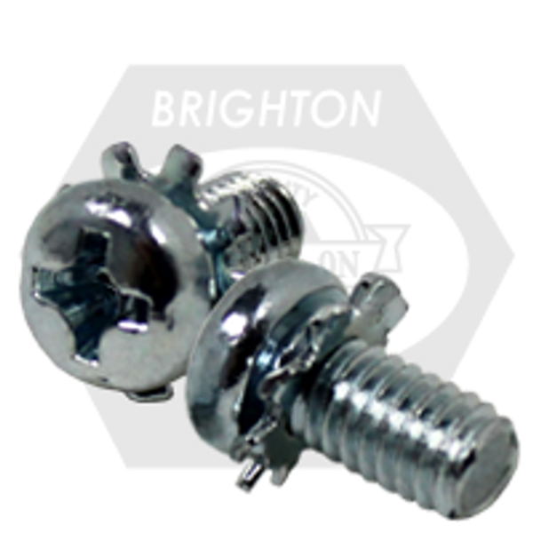 M4-0.70 x 10 mm Square Cone Washer, Pan Head Phillips Machine Screw Pan Head Phillips Sems Zinc Cr+3, Qty 5000