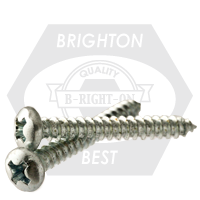 #8-15 x 1 1/4" Oval Head One Way Tapping Screws, Type A, Zinc Cr+3, Fully Threaded, Qty 4300